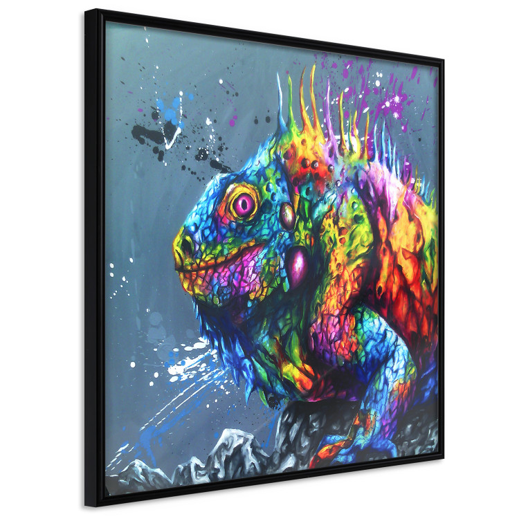 Wall Poster Colorful Iguana - abstract animal on a background of a blue ocean 127031 additionalImage 11