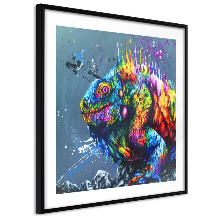 Wall Poster Colorful Iguana - abstract animal on a background of a blue ocean 127031 additionalImage 6