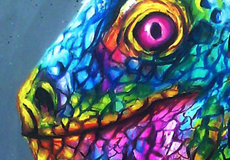 Wall Poster Colorful Iguana - abstract animal on a background of a blue ocean 127031 additionalImage 10