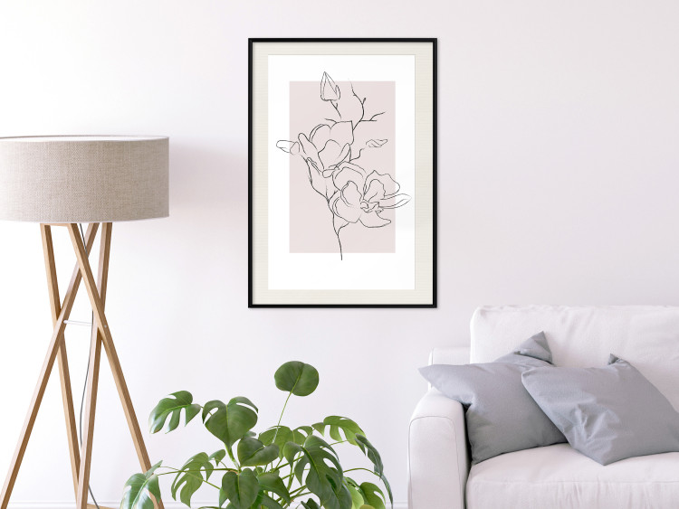 Poster Creamy Magnolia - abstract line art of magnolia flower on light background 127831 additionalImage 20