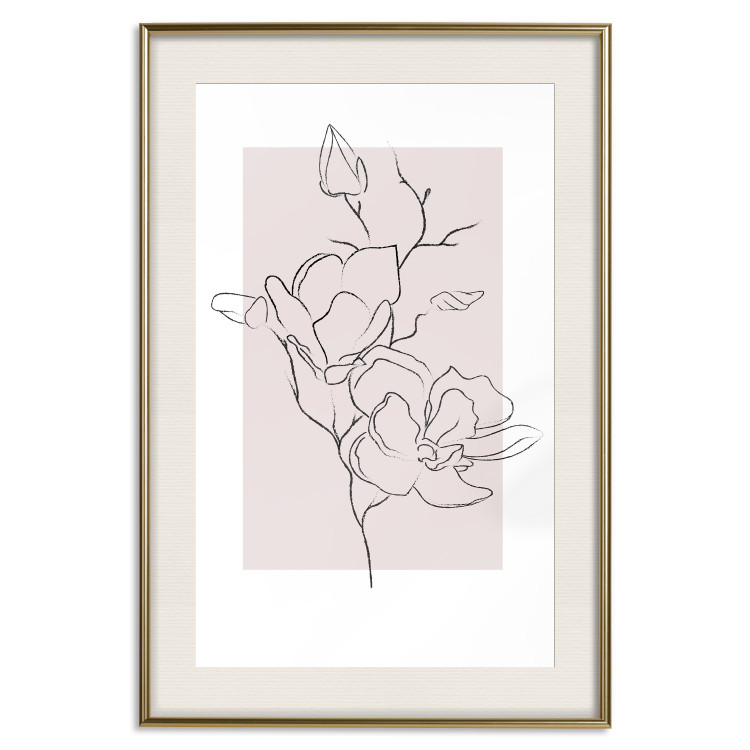 Poster Creamy Magnolia - abstract line art of magnolia flower on light background 127831 additionalImage 23