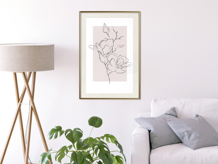 Poster Creamy Magnolia - abstract line art of magnolia flower on light background 127831 additionalImage 22