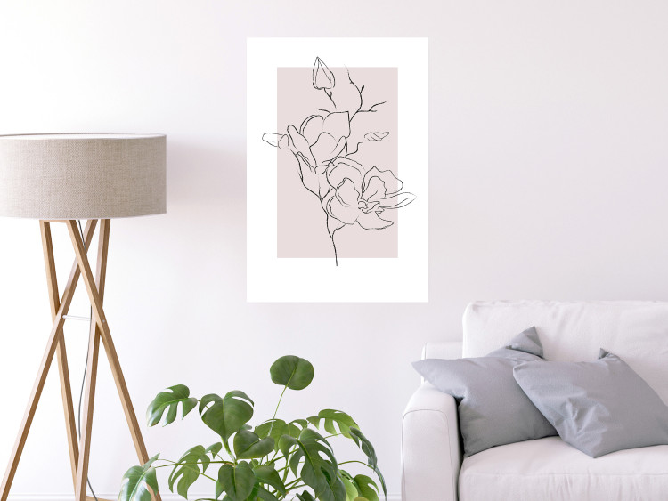 Poster Creamy Magnolia - abstract line art of magnolia flower on light background 127831 additionalImage 3