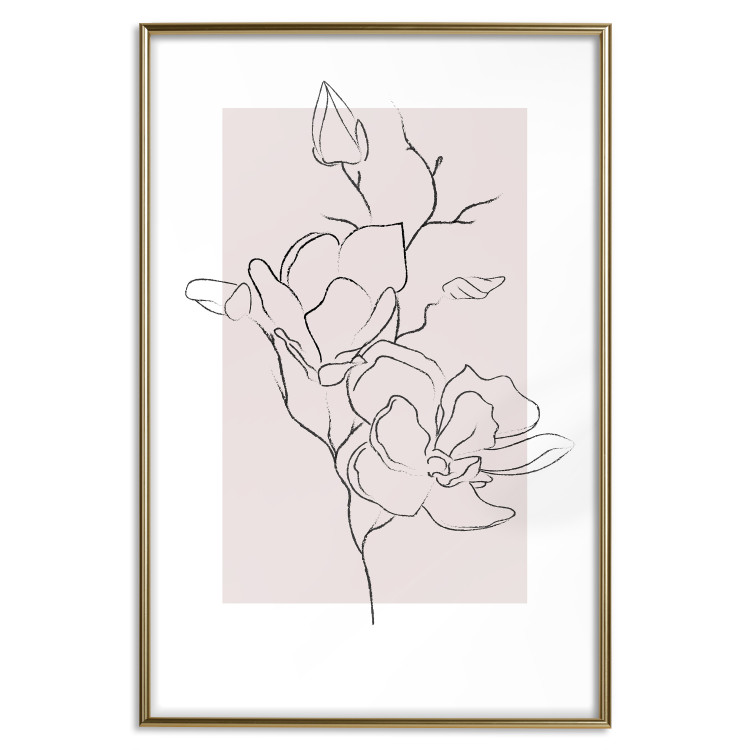 Poster Creamy Magnolia - abstract line art of magnolia flower on light background 127831 additionalImage 14