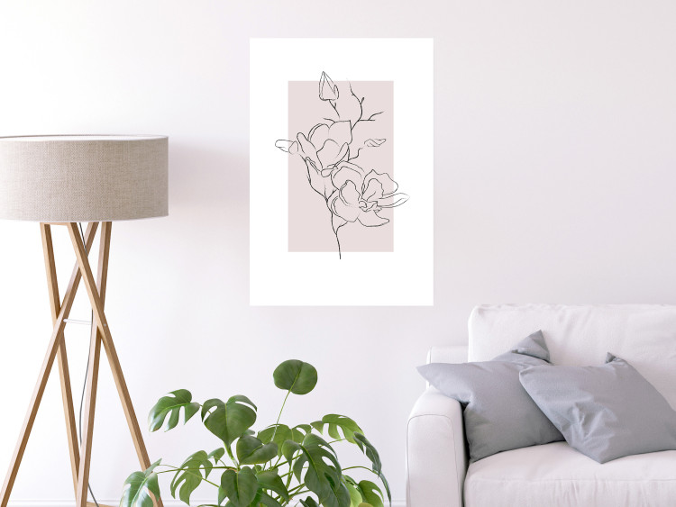 Poster Creamy Magnolia - abstract line art of magnolia flower on light background 127831 additionalImage 8