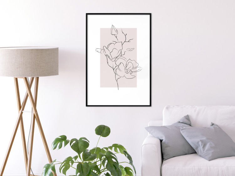 Poster Creamy Magnolia - abstract line art of magnolia flower on light background 127831 additionalImage 21