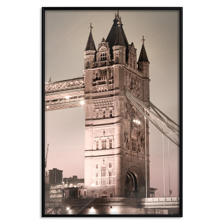 Poster London Bridge - night architecture of a glowing bridge in sepia colors 128631 additionalImage 18