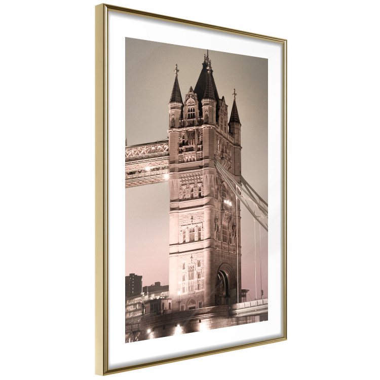 Poster London Bridge - night architecture of a glowing bridge in sepia colors 128631 additionalImage 6