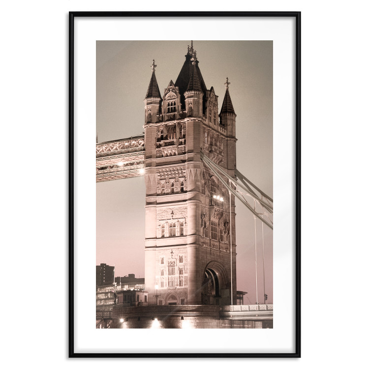 Poster London Bridge - night architecture of a glowing bridge in sepia colors 128631 additionalImage 20