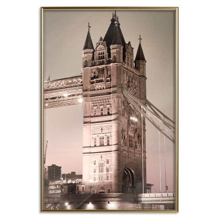 Poster London Bridge - night architecture of a glowing bridge in sepia colors 128631 additionalImage 19