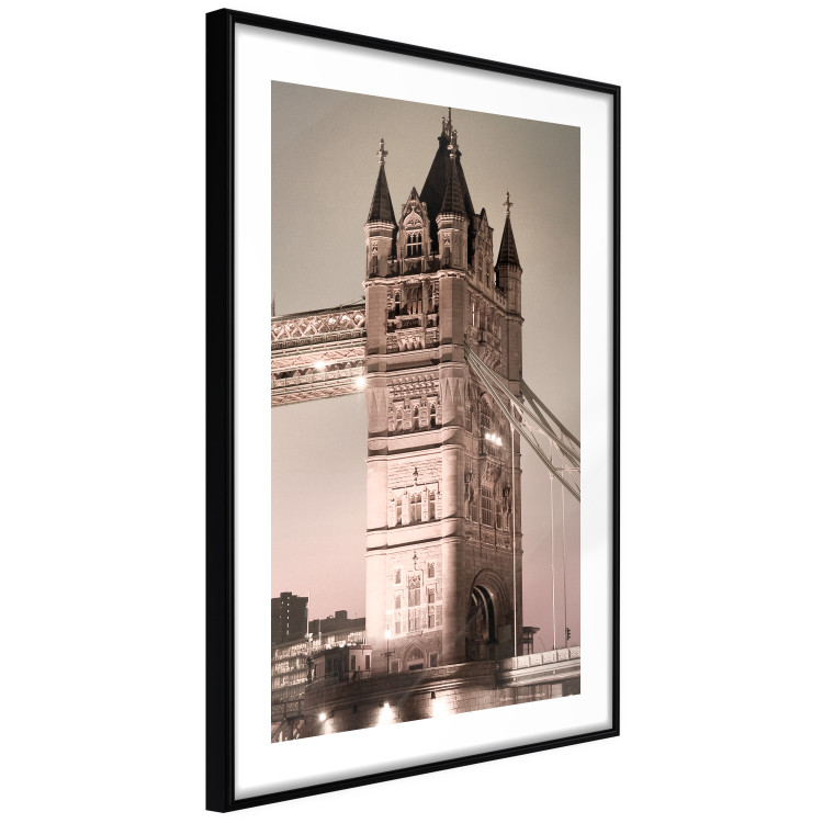 Poster London Bridge - night architecture of a glowing bridge in sepia colors 128631 additionalImage 11