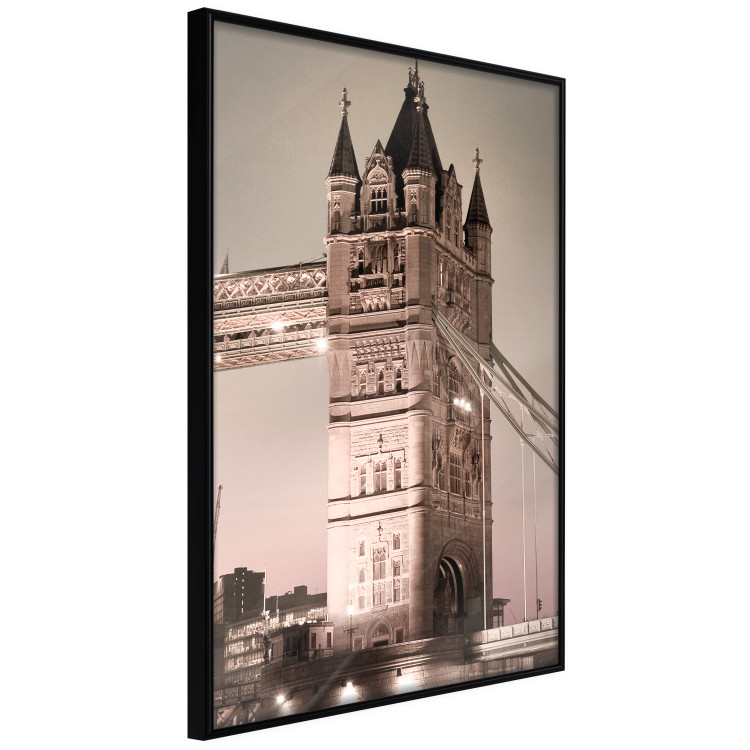 Poster London Bridge - night architecture of a glowing bridge in sepia colors 128631 additionalImage 10