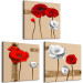 Canvas White and red poppies - triptych with flowers on a brown background 128831 additionalThumb 2