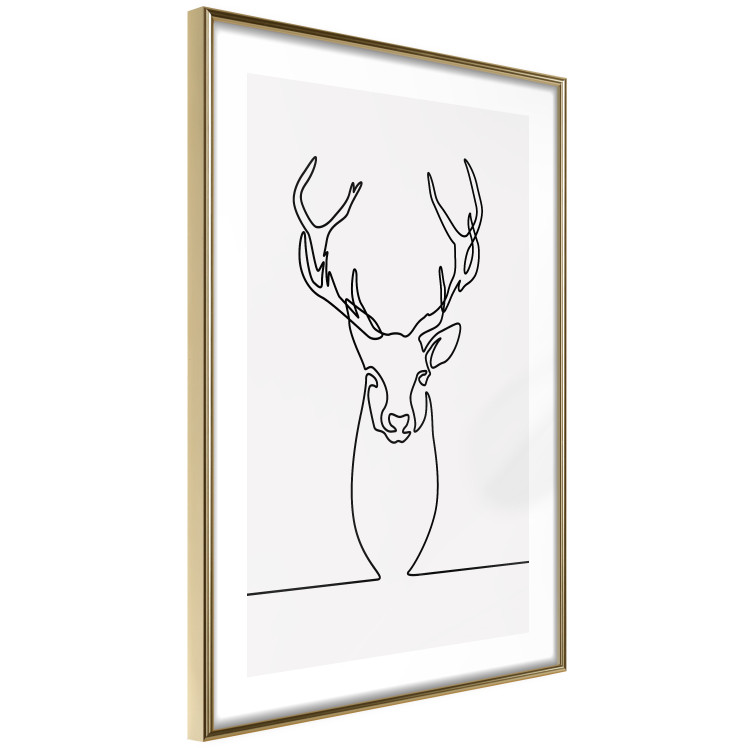 Wall Poster Face of Autumn - black line art of a deer on a solid gray background 130731 additionalImage 7