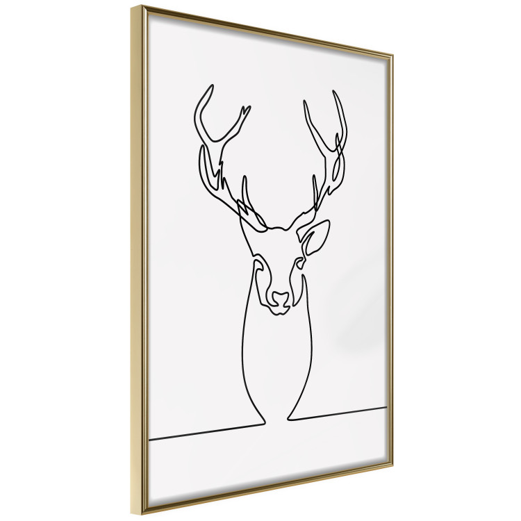 Wall Poster Face of Autumn - black line art of a deer on a solid gray background 130731 additionalImage 12