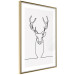 Wall Poster Face of Autumn - black line art of a deer on a solid gray background 130731 additionalThumb 9