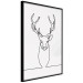 Wall Poster Face of Autumn - black line art of a deer on a solid gray background 130731 additionalThumb 11
