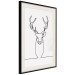 Wall Poster Face of Autumn - black line art of a deer on a solid gray background 130731 additionalThumb 2