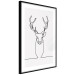Wall Poster Face of Autumn - black line art of a deer on a solid gray background 130731 additionalThumb 6