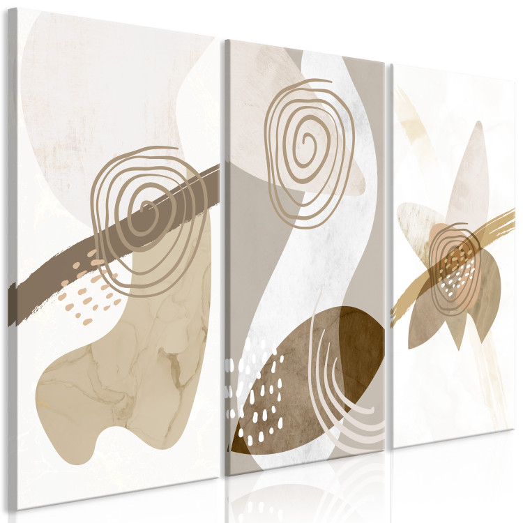 Canvas Print Beige Trio (3-piece) - beige abstraction of geometric figures 131631 additionalImage 2
