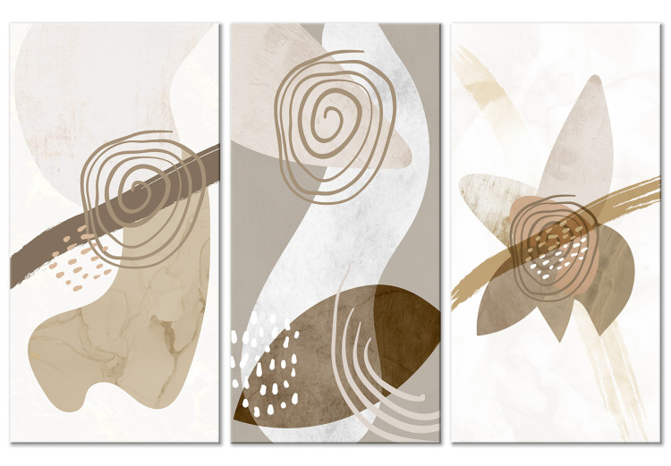 Canvas Print Beige Trio (3-piece) - beige abstraction of geometric figures 131631