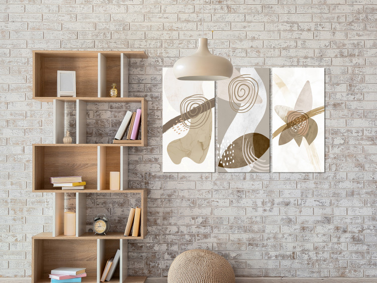 Canvas Print Beige Trio (3-piece) - beige abstraction of geometric figures 131631 additionalImage 3