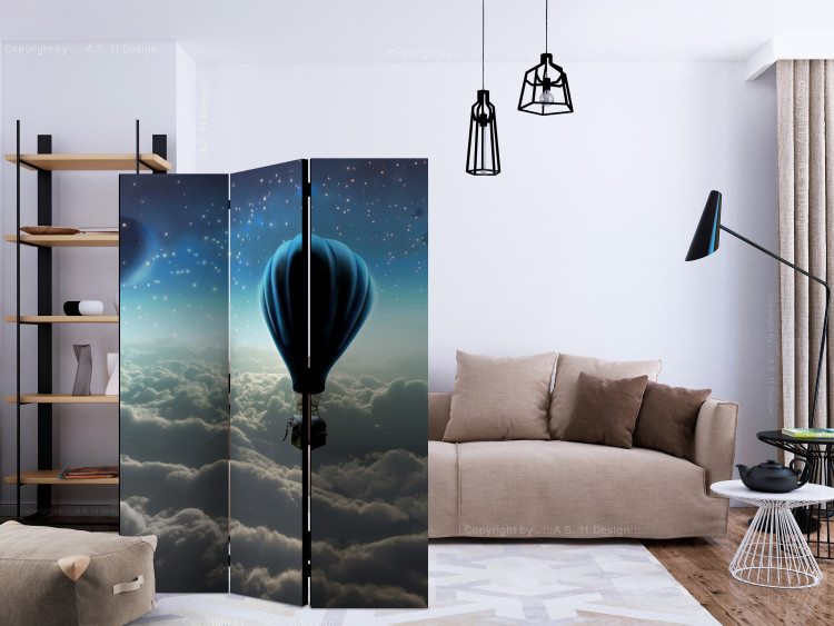 Room Divider Screen Night Expedition (3-piece) - blue illusion against stars and sky 132831 additionalImage 4