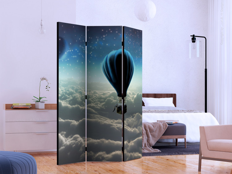 Room Divider Screen Night Expedition (3-piece) - blue illusion against stars and sky 132831 additionalImage 2