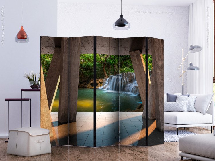 Room Divider Landscape of Modernity II (5-piece) - architecture and waterfall 133131 additionalImage 2