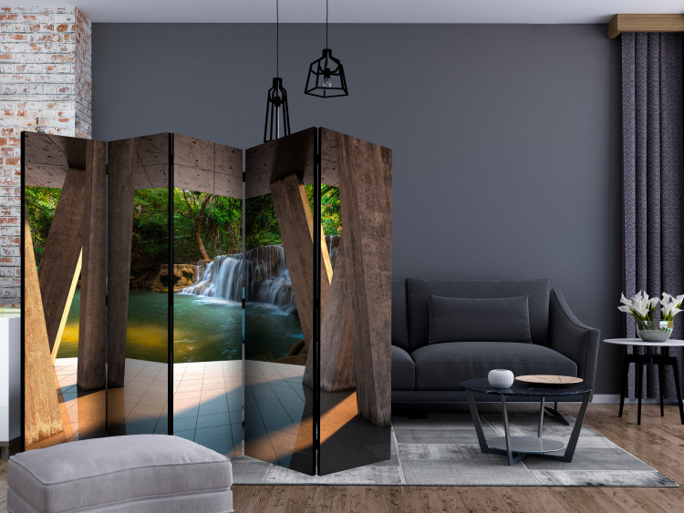 Room Divider Landscape of Modernity II (5-piece) - architecture and waterfall 133131 additionalImage 4