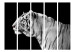 Room Separator White Tiger II (5-piece) - black and white composition with a wild cat 133331 additionalThumb 3