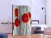 Folding Screen Tale of Red Poppies (3-piece) - field flowers on wood 133531 additionalThumb 2