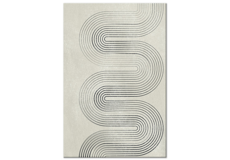 Canvas Art Print Symmetrical black wave - abstraction in grey tones in japandi style 134331
