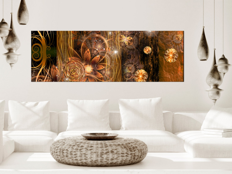 Canvas Art Print Miracle (1-piece) Narrow - first variant - golden flower abstraction 135331 additionalImage 3