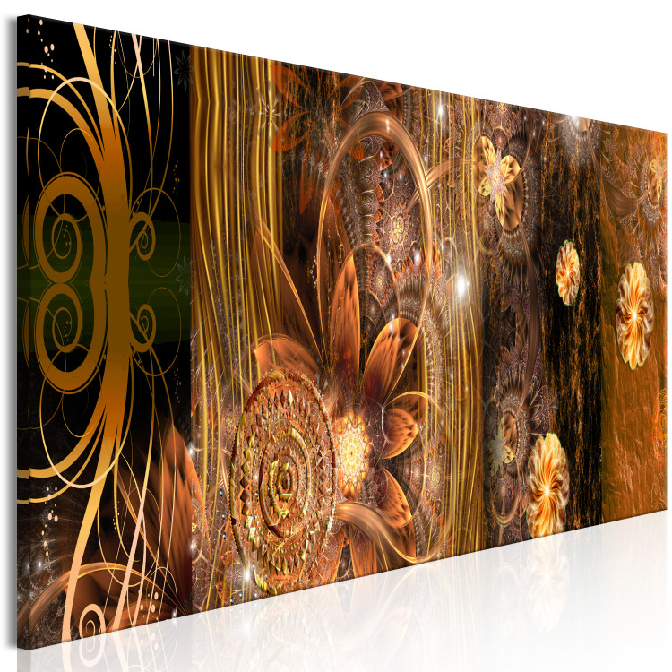 Canvas Art Print Miracle (1-piece) Narrow - first variant - golden flower abstraction 135331 additionalImage 2