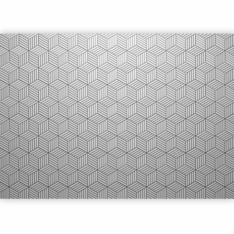 Wall Mural Connected cubes - gray abstraction with geometric figures 136331 additionalImage 1