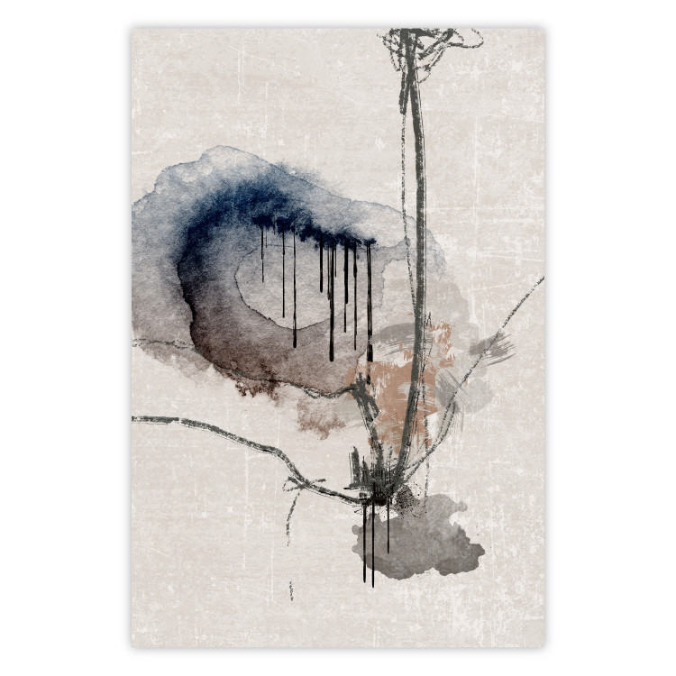 Wall Poster Watercolor Stained Glass - artistic abstraction in brown and beige colors 137531
