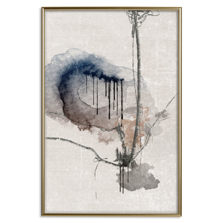 Wall Poster Watercolor Stained Glass - artistic abstraction in brown and beige colors 137531 additionalImage 2