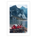 Wall Poster Soothing Blue - landscape of a red cottage and lake against mountains 138731 additionalThumb 20