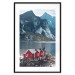 Wall Poster Soothing Blue - landscape of a red cottage and lake against mountains 138731 additionalThumb 12
