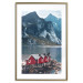 Wall Poster Soothing Blue - landscape of a red cottage and lake against mountains 138731 additionalThumb 17