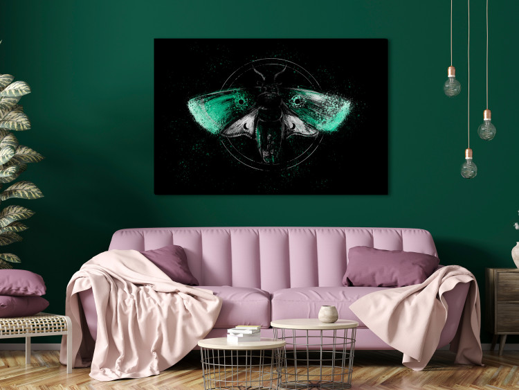 Canvas Art Print Night Moth (1-piece) Wide - third variant - green wings 142531 additionalImage 3