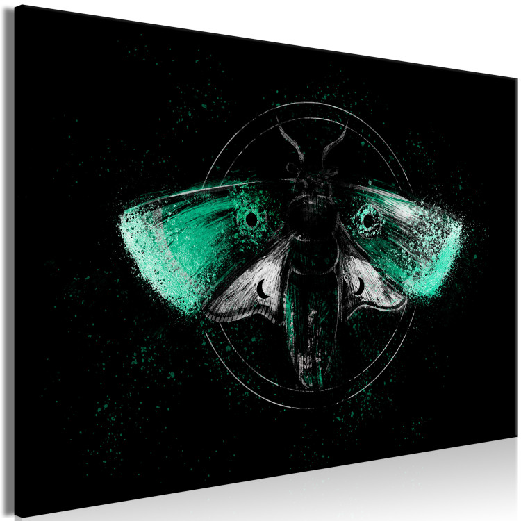 Canvas Art Print Night Moth (1-piece) Wide - third variant - green wings 142531 additionalImage 2