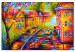 Canvas Evening I (1-piece) - colorful landscape with a street in the city center 144731