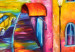 Canvas Evening I (1-piece) - colorful landscape with a street in the city center 144731 additionalThumb 4