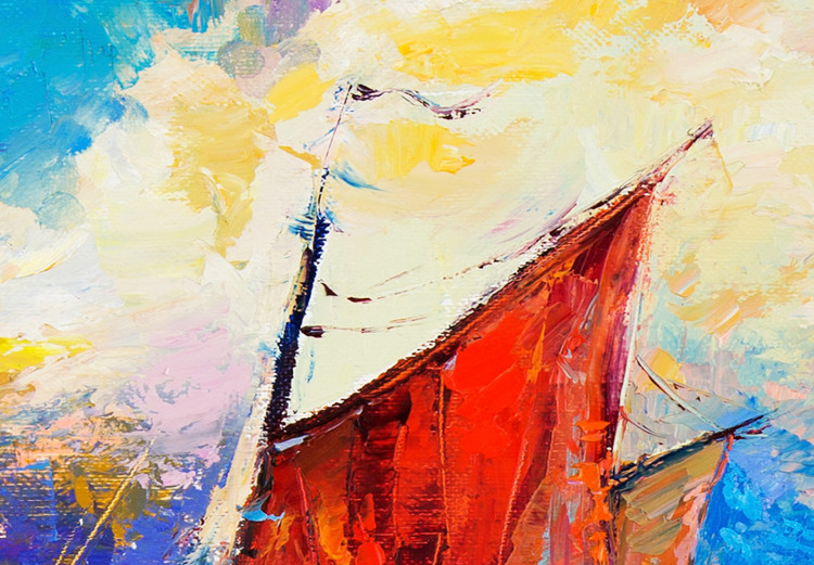 Canvas Colorful Sailing Ships - Painted Landscape With Boats on Rough Waves 145531 additionalImage 5