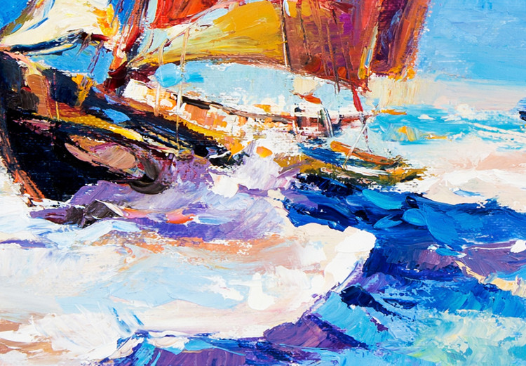 Canvas Colorful Sailing Ships - Painted Landscape With Boats on Rough Waves 145531 additionalImage 4