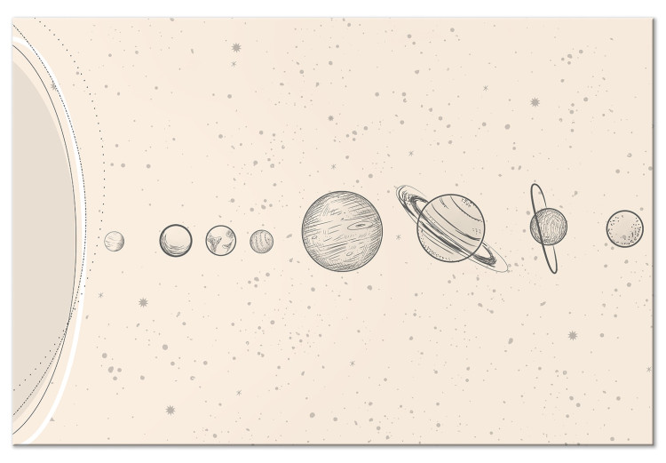 Large canvas print Solar System - Delicate Minimalistic Lineart Style Planets 146331