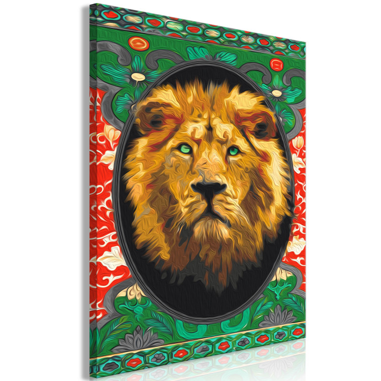 Paint by Number Kit Proud Lion - Portrait of a Wild Cat on a Black Background and Ornaments 146531 additionalImage 6