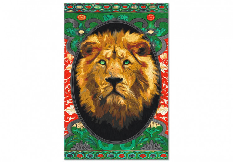 Paint by Number Kit Proud Lion - Portrait of a Wild Cat on a Black Background and Ornaments 146531 additionalImage 3